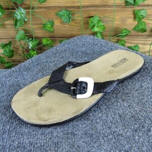 Kenneth Cole Women's Reaction Glam Chops Flip‎ Flop Black Leather Sz 8 Medium